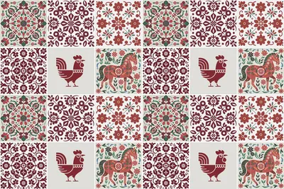 Produktbild von Fliesenaufkleber 15x15 cm – 24 Stück – Selbstklebend – Wasserfest – Pflegeleicht – Hitzebeständig – Für Küche & Bad – Hühner und Pferde in Blumen
