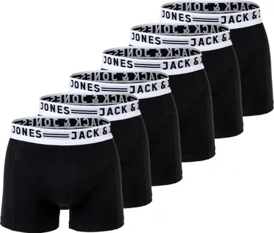 Produktbild von JACK&JONES Herren Boxer Shorts, 6er Pack - SENSE TRUNKS, Baumwoll-Stretch Schwarz/Weiß S