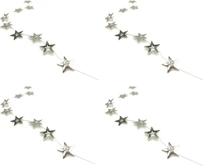 Produktbild von Metall Dekokette 40cm DIY Kerzenkette Bastel-Deko Floral Sterne silber 4 Stück