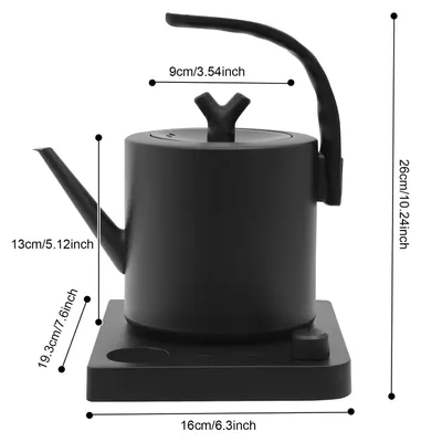 Produktbild von Edelstahl Wasserkocher - Elektrischer Wasserkocher - 1 l Kapazität - 1000 W Schnellkochfunktion - LED-Display Temperaturregelung - Automatische Abschaltung Mehrfachsicherheit - Memory-Funktion - Schwarz