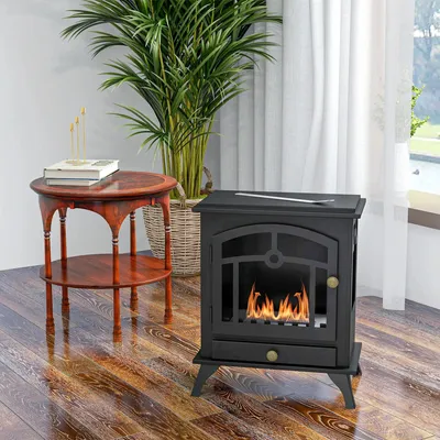 Produktbild von Bioethanol Kamin - Freistehend - Tank 0,9 l - Brenndauer 3 h - 45×28×54 cm - Innenbereich - Edelstahl-Löschdeckel - Schwarz