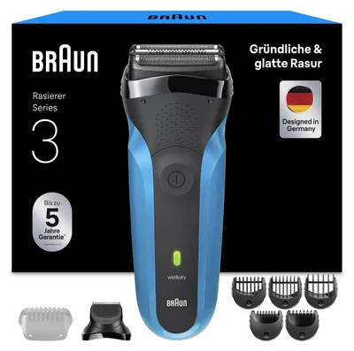 Produktbild von Braun Series 3 310BT, Folienschaber, Schwarz, Blau, Akku, Integrierte Batterie, 30 min, 1 h