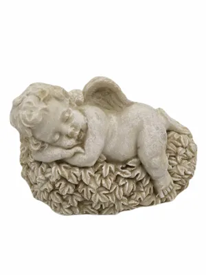Produktbild von Liegender Engel Dekofigur aus Polystone, 12cm, wetterfest & detailreich gearbeitet