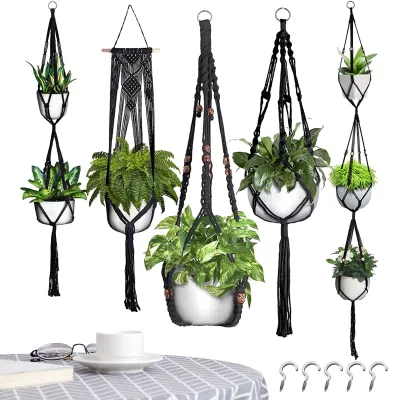 Productafbeelding van Set van 5 Macramé Plantenhangers voor Binnen