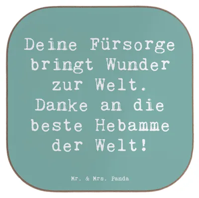 Produktbild von Mr. & Mrs. Panda Tassen Untersetzer Spruch Beste Hebamme - Meeresbrise - Geschenk, Danke, Tischuntersetzer, Coaster, Fürsorge, Bedanken, bieruntersetzer, sagen, Geburt