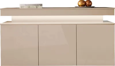 Produktbild von MIRJAN24 Kommode 3D 160 Glossa, Highboard mit drei Drehtüren, Sideboard mit LED-Beleuchtung (Farbe: Wüstensand)