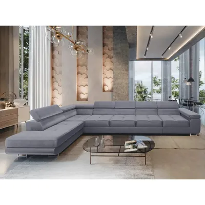 Produktbild von NEXT COLLECTION Ecksofa WILD XXL mit Bettkasten, Hohe Metallfüße, verstellbare Kopfstützen, Liegefläche 125x240, Links, Grau