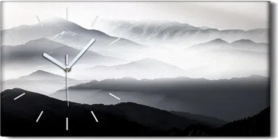 Produktbild von Dekor Leinwand Uhr Wandbilder Geräuschlos 60x30 Malerei Berge Nebel Kunst - weiße Hände