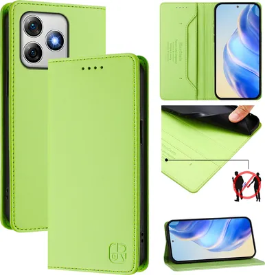 Produktbild von Lederhülle für Ulefone Note 18 Ultra Hülle Flip Brieftasche Kartenfächern Ständer Schutzhülle Grün