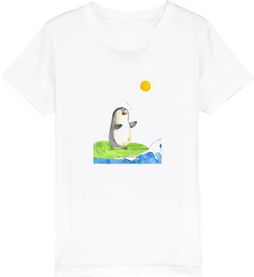 Produktbild von Mr. & Mrs. Panda Kleinkinder T-Shirt Pinguin Surfer 12-14 Jahre (152/164) - Weiß - Geschenk, Hawaii, Portugal, Optimistisch, Urlaub, Kinder Baumwoll, Teenager, Bio, Öko