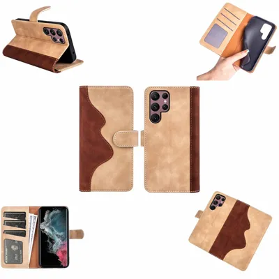 Image de Étui de protection en simili cuir marron pour Samsung Galaxy S23 Ultra