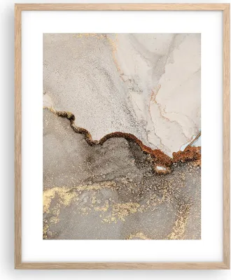 Produktbild von Gerahmtes Poster - Rahmen in heller Eiche - Stein Sand Abstraktion - 40x50 cm - Wand Bild - Wanddeko - Wandbilder - Kunstposter - Wandposter - Bilderrahmen - Bilder - Kunstdruck - P2NPA40x50-4778