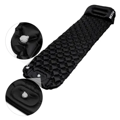 Produktbild von Isomatte selbstaufblasend mit Fußpumpe Kissen BESTIF Luftmatratze Camping Outdoor Matratze Ultraleicht Kleines Packmaß Schwarz