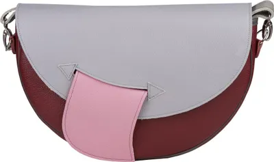 Image de Sac bandoulière en cuir Moon, couleur bordeaux et gris, pour femmes