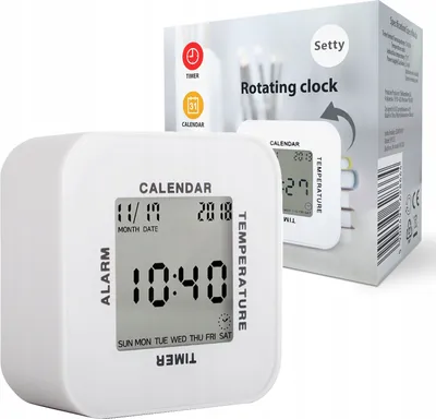 Produktbild von Setty Wecker Digita  mit Drehfunktion, Kalender, Temperaturanzeige,Datum und buntem Licht, Tischuhr Lichtwecker Schreibtisch Schlafzimmer