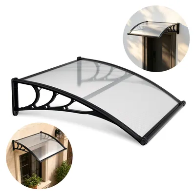 Obrázok produktu pre Strešný štít nad vchodové dvere Peviasot s odvodňovacou lištou, 120 x 100 cm, polykarbonát, čierna/priehľadná