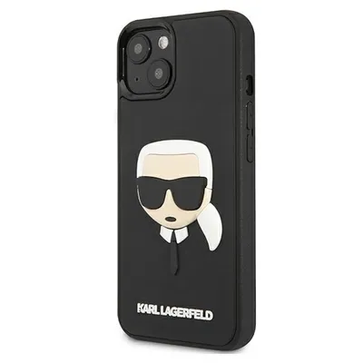 Produktbild von Karl Lagerfeld Hard Cover 3D Rubber Karl Head Black, für iPhone 13 Mini, KLHCP13SKH3DBK