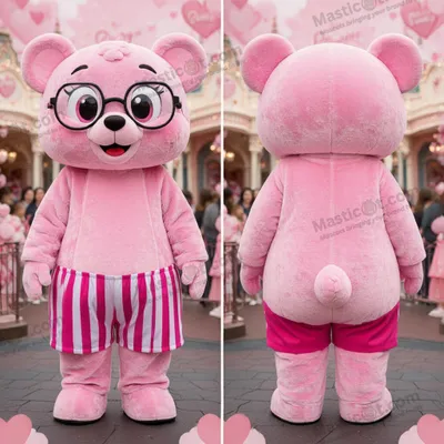 Produktbild von Samtiges MASTICOT Cartoon-Bären-Maskottchen in Rosa