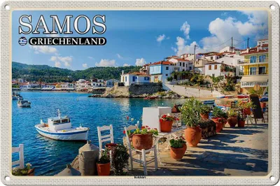 Produktbild von Blechschild Reise 30x20cm Samos Griechenland Kokkári Stadt Urlaub