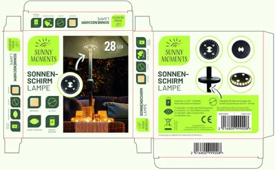 Produktbild von Sonnenschirmleuchte Ø16cm 28LED Schirmlicht Gartenbeleuchtung Außenleuchte Outdoor-Lampe Schirmleuchte Sonnenschirmbeleuchtung Schirmbeleuchtung Terrassenleuchte