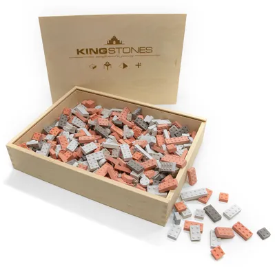 Produktbild von KINGSTONES Basiskasten XL - Steinbaukasten aus Marmormehl ca 450 Teile Stein-Konstruktionsset