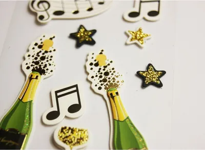 Image de Autocollants avec relief pailleté - Fête et Champagne