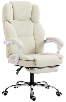 Produktbild von Bürostuhl mit Liegefunktion und Fußstütze, höhenverstellbar, beige