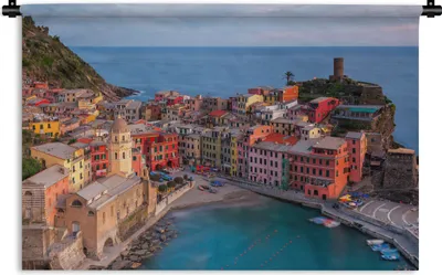 Produktbild von MuchoWow® Wandteppich Wandbehang Blick auf die bunten Häuser von Vernazza in Cinque Terre 90x60 cm Tapisserie Dekoration Wandtuch - Wandskulpturen - Bildteppich