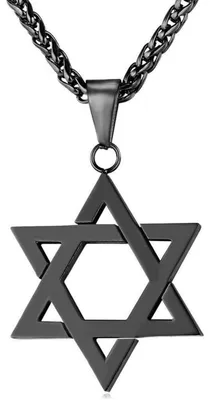 Immagine prodotto di Collana da uomo con ciondolo a stella di David, acciaio inossidabile, colore nero, lunghezza 50 cm