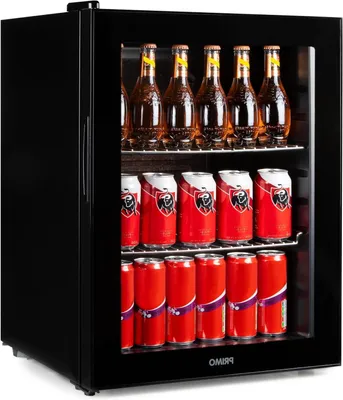 Zdjęcie produktu dla Lodówka barowa - Mini lodówka - Chłodzenie napojów - Drzwiczki szklane - Pojemność 60 litrów - Czarna