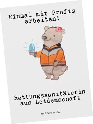 Produktbild von Mr. & Mrs. Panda Postkarte Rettungssanitäterin Leidenschaft - Weiß - Geschenk, Ansichtskarte, Postkarten, Ansichtskarten, Fotokarte, Grußkarte