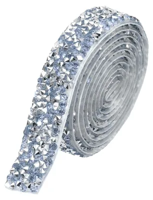 Strassband, 92 cm, silber/hellblau, selbstklebend, für Dekoration