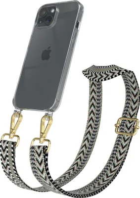 Produktbild von EAZY CASE Handykette - Verstellbarer Trageriemen kompatibel mit Apple iPhone 15, Handykordel mit transparenter Silikon-Hülle, Band in Grün