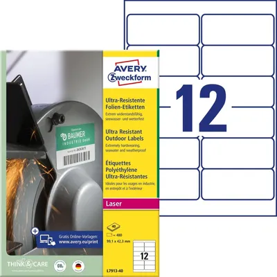 Immagine prodotto di AVERY Zweckform Etichette in pellicola ultraresistente 99,1 x 42,3 mm 480 etichette