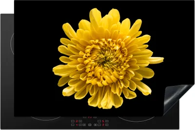 Produktbild von KitchenYeah© Herdabdeckplatte Chrysantheme - Blume - Gelb , 81x52cm, Küche Deko, Glaskeramikkochfeld Herdabdeckung, Abdeckplatte fùr Kochfeld