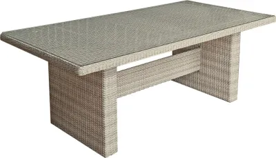 Produktbild von Gartentisch DELHI - Kunststoff, Sesamgrau, 200x100x75cm | Terrassentisch Wetterfest Outdoor Glastisch