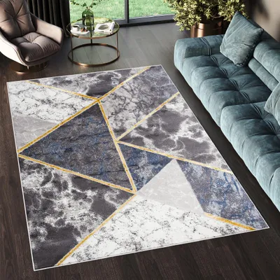 Produktbild von Tapiso Teppich SHINE Modern Vintage Design Grau Gold 160 x 220 cm