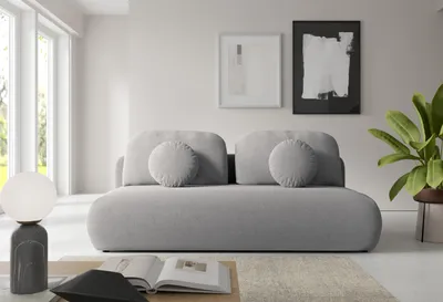 Produktbild von Schlafsofa Tovo hellgrau mit Schlaffunktion Bettkasten 206 cm Couch 206x140 Stoff NEVE Modern