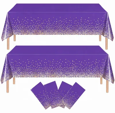 4er-Set rechteckige Tischdecken 137x274 cm, Punkte, wasserdicht