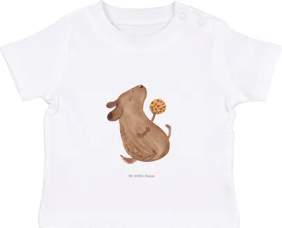 Produktbild von Mr. & Mrs. Panda  T-Shirt Hund Keks 12. - 18. Monat - Weiß - Geschenk, Babyshirt, Hundeleckerli, Hungrig, Baby, Leckerli, Sprüche, Shirt, Top