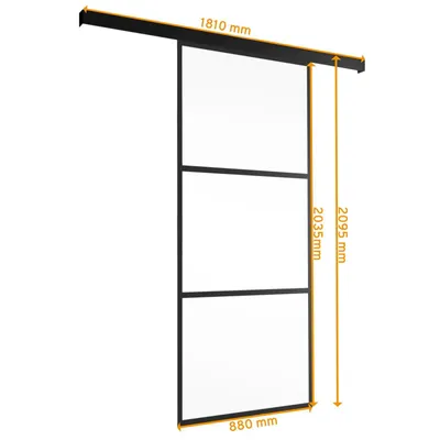 Produktbild von inova Gerahmte Glasschiebetür 880 x 2035 mm, 3 Felder Klarglas, Stahlrahmen Schwarz, Komplettset, ohne Softclose