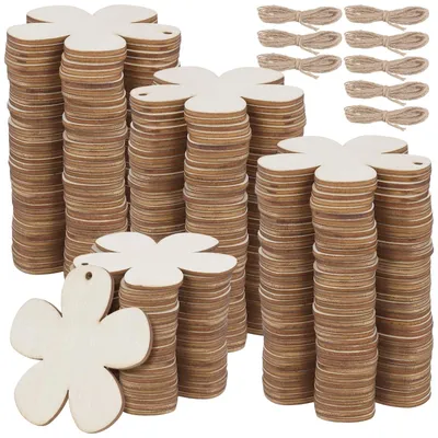 Immagine prodotto di Set di 150 forme per fiori in legno con corda, ideali per decorazioni fai-da-te