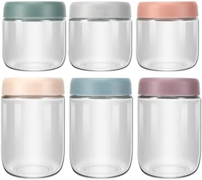 Produktbild von PromoHome® 6-teiliges Glas-Aufbewahrungsdosen-Set mit blauen Klickdeckeln – luftdicht, BPA-frei, für Meal Prep und Lebensmittelaufbewahrung