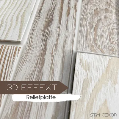 Produktbild von stm-group Wand- und Deckenpaneele PVC Gebleichte Eiche, 980 x 480 mm, 3 mm Stärke, 0,5 m² pro Platte, Wasser- und stoßfest, 3D, lackierbar, flexibel, Wanddeko