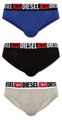 Zdjęcie produktu dla Slipy męskie DIESEL, 3-pak - UMBR-ANDRETHREEPACK, Slipy, bawełna stretch, gładkie czarne/szare/niebieskie L