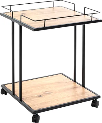 Produktbild von HAKU Beistelltisch auf Rollen Servierwagen eiche, schwarz - MDF, Melamin, Metall, B/H/T: 45x60x45 cm