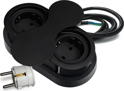 Image de Prise encastrée Thebo 17096.08 noire ST 09 avec couvercle pivotant