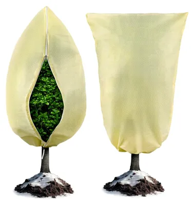 Produktbild von 2 Stück Winterschutz für Kübelpflanzen, Frostschutzsack mit Reißverschluss und Kordelzug, Gelb, 80g/m², 120 x 180 cm