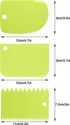 Image de Kit grattoir pour bol de pâte à pain Set de grattoirs à gâteau en plastique droits, courbés et dentés
