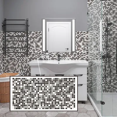 Produktbild von 3D-Wandpaneele PVC | Mosaik Optik | Black - 1 Platte - 0.5 m² | Für Wohnzimmer, Küche & Bad | Einfache DIY-Montage